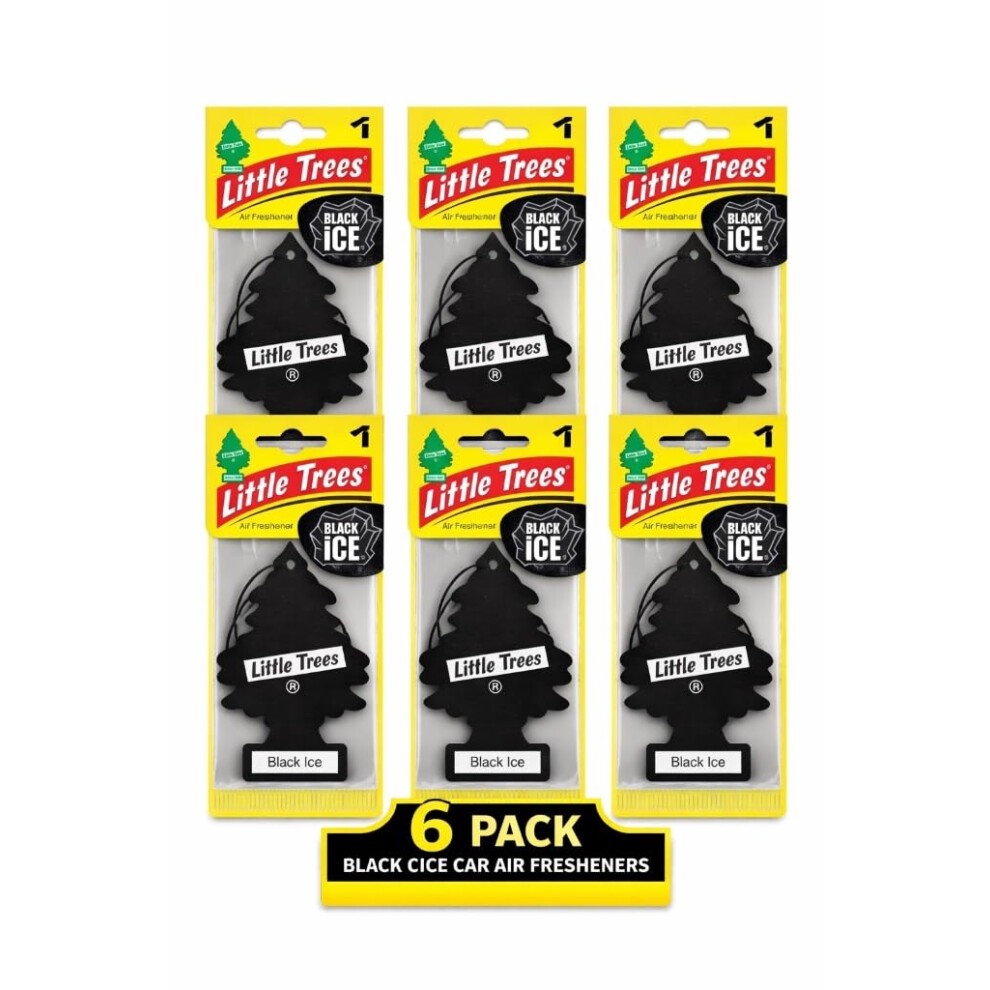 Little Tree Ice Car Air Freshener 6 Pack, Car Air Fresheners Black 5008224117233