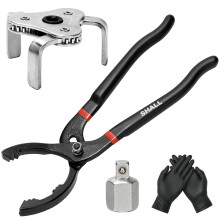 Shall Set Oil Filter Pliers, pinces de filtre à huile de 12 pouces, outil d'enlèvement de clé de filtre à huile réglable à 3 mâchoires, adaptat