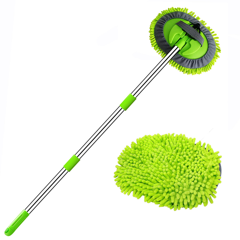 Willingheart 47.5" Car Wash Brush Mop Cleaning Tool With Long Handle Kit For Washing Detailing Cars Truck, Suv, Rv, Trailer, Boat 2 In 1 Chenille Mic 5002244790681