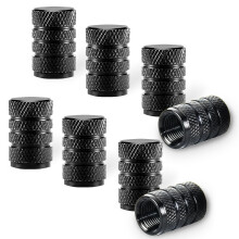 Qcdou 8 Pcs Dust Caps for Car Tyres, Black Tyre Valve Caps, With Rubber Ring Dust Cover, Durable Universal Aluminum Tyre Dust Caps Stem Cover for Car
