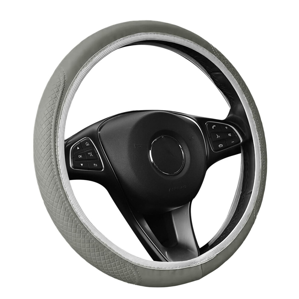 Steering Wheel Cover, Universal 37-38Cm Microfibre Leather Breathable Steering Wheel Covers, Elastic Soft Anti-Slip Car Steering Wheel Covers Car Int 8174931458864