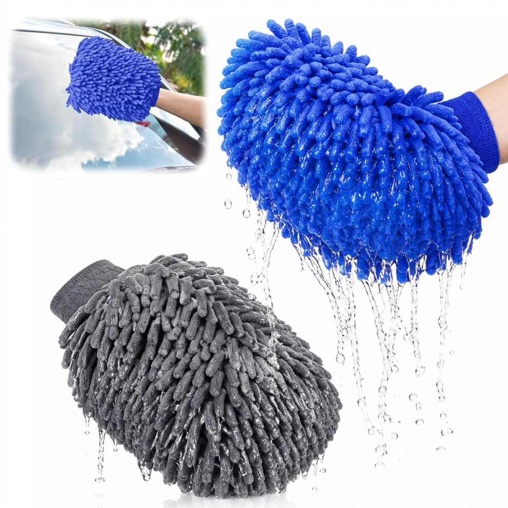 Dividermy 2Pcs Microfiber Car Wash Mitt, Professional Cleaning Microfibre Sponge Mitts, Anti-Scratch Microfiber Detailing Glove, Lightweight & Durabl 4235939075478