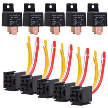 Ehdis [5pcs] Heavy Duty Truck Engine 4 Pin 80A 12V On/Off Normally Open Relay SPST Plug 4 Wire Waterproof