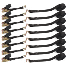 CYEER 8Pcs Ratchet Straps 6Mx 25MM, Heavy Duty Black Ratchet Straps with Double Hooks, 800kg Tensioning Belts Adjustable Cam Buckles Strap Lashing St