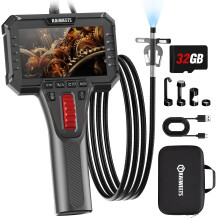 KAIWEETS Inspection Camera, Two-Way Articulating Endoscope Camera with Light, 0.25'' Articulated Probe & 1080P IPS Display Borescope, 5.3FT Semi-Rigi