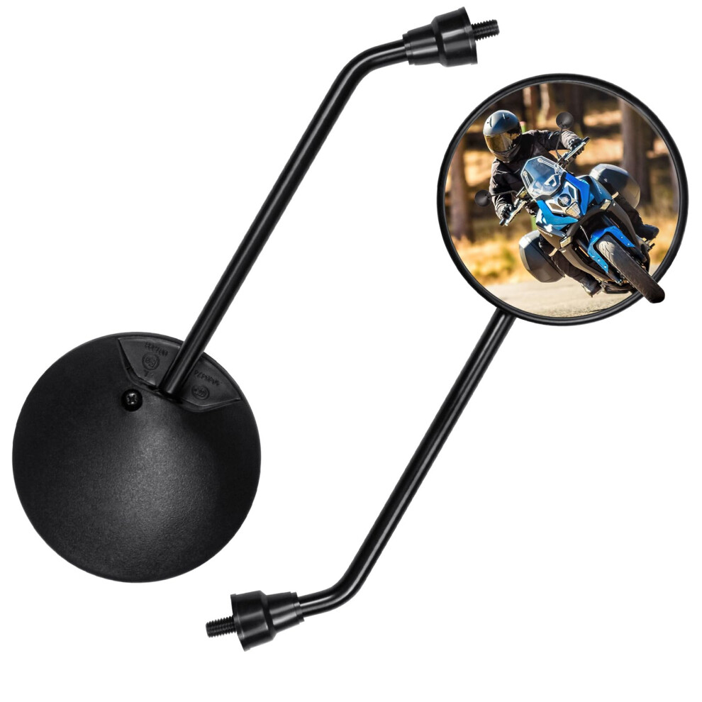 Universal 2Pcs Round Motorcycle Mirrors, Motorcycle Rear View Mirrors With 8Mm Bolt, Atv Mirrors M8 Compatible With Atv, Dirt-Bike, Scooter, Mo Black 5213401973575