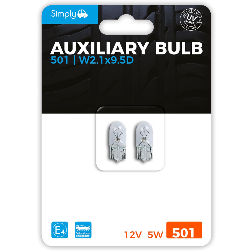 Simply S501bl 501 (W5w) Auxiliary Bulb Blister, High Performance And Maximum Visility, Provide Drivers With More Time To React To Changes In Traffic 8702536972012