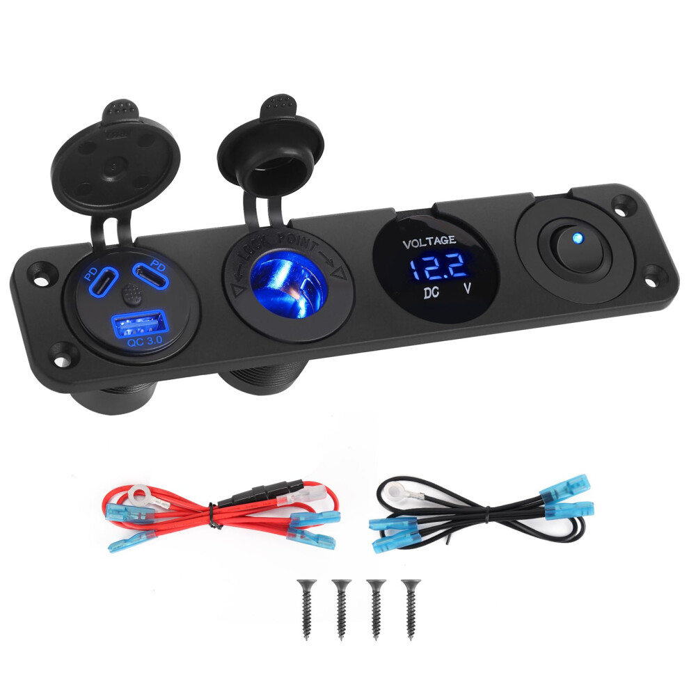 Thlevel 12V Car Charger Switch Panel Cigarette Lighter Socket With 5004713918961