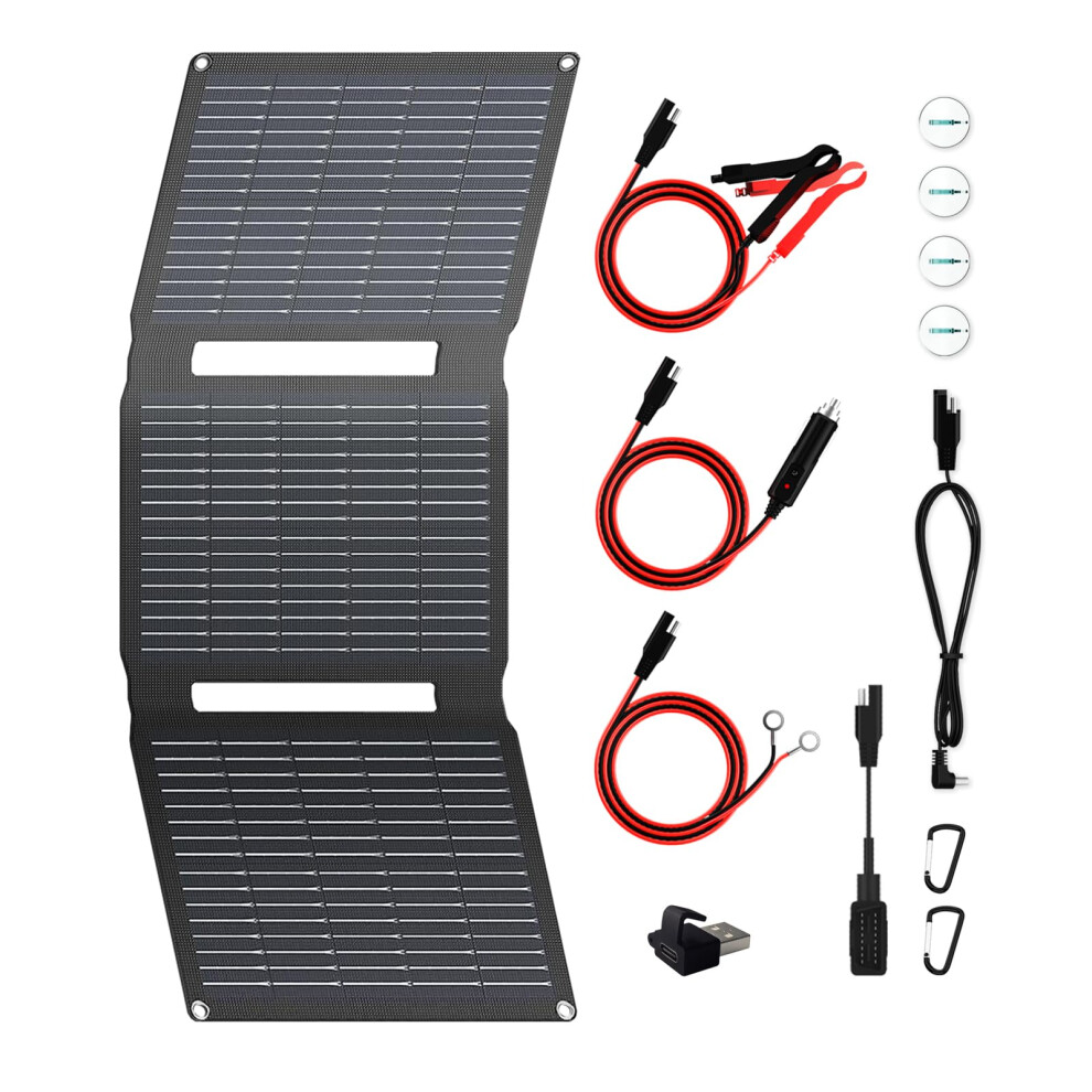 FlexSolar 28W 12V Portable Solar Panel Battery Charger Maintainer Kits Trickle Charger with Built-in Charge Controller, Cig Plug, Alligator Clips, O--image-OPC-PVJHS5W-NEW