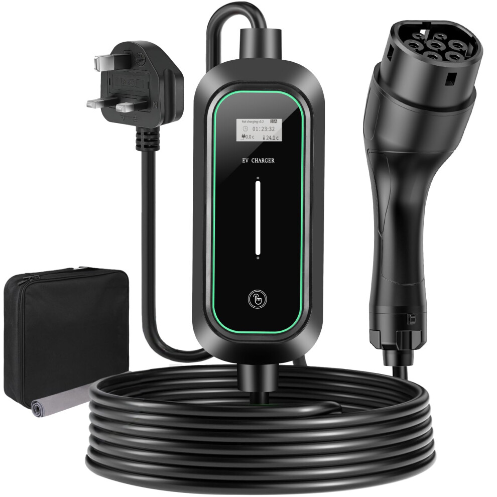Ev Charger Cable Type 2 Pin 3Kw/5.6M/6A-13A/1-Phase, Home And Portable Electric Car Charger With Holder, Ip67/Ip65 Waterproof Charging Cable With Led 5757097838362
