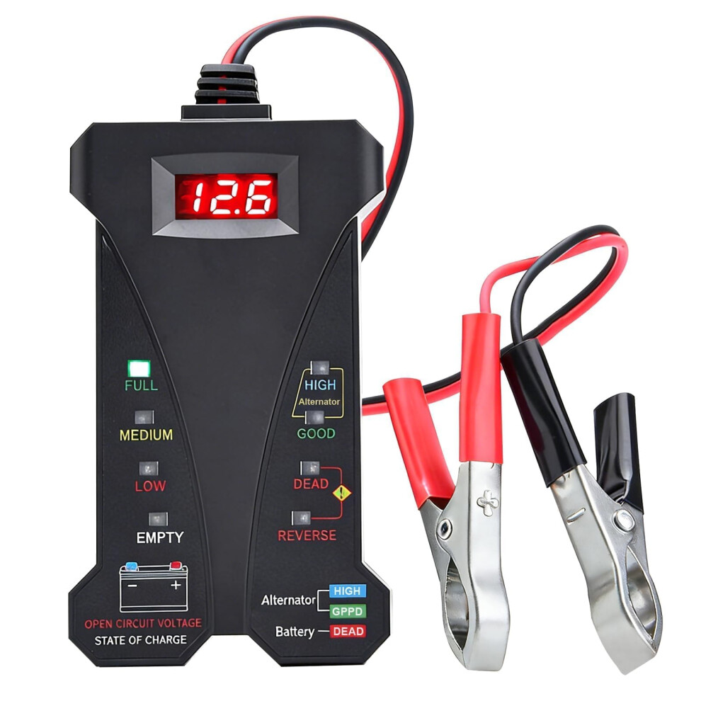 Car Battery Tester, 12V Digital Car Battery Monitor Voltmeter Automotive Alternator Charging System Analyzer With Lcd Display And Led Indication Load 1265364633021