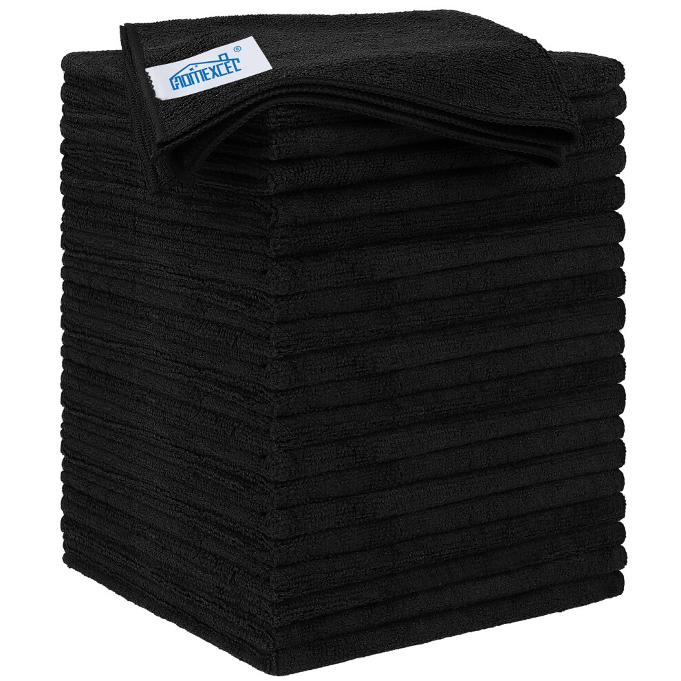 Homexcel Microfibre Cloth 20 Pack, Microfibre Cleaning Cloths, Ultra Absorbent Car Washing Cloth Lint Free Streak Free Cleaning Rags For Car Ki Black 5006621810658