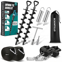 Awning Tie Down Kit, Storm Straps For Thule Omnistor Motorhome Equipment, Caravan Awnings, Motorhome Awning Storm Protection with 37CM Premium Ground