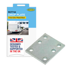 RING 4 Inch Zinc Plated Steel Adjustable Drop Plate - Fits between Towbar Bracket & Tow Ball