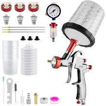 R500 LVLP Air Spray Gun with 10 PCS 650ML Disposable Paint Cups,