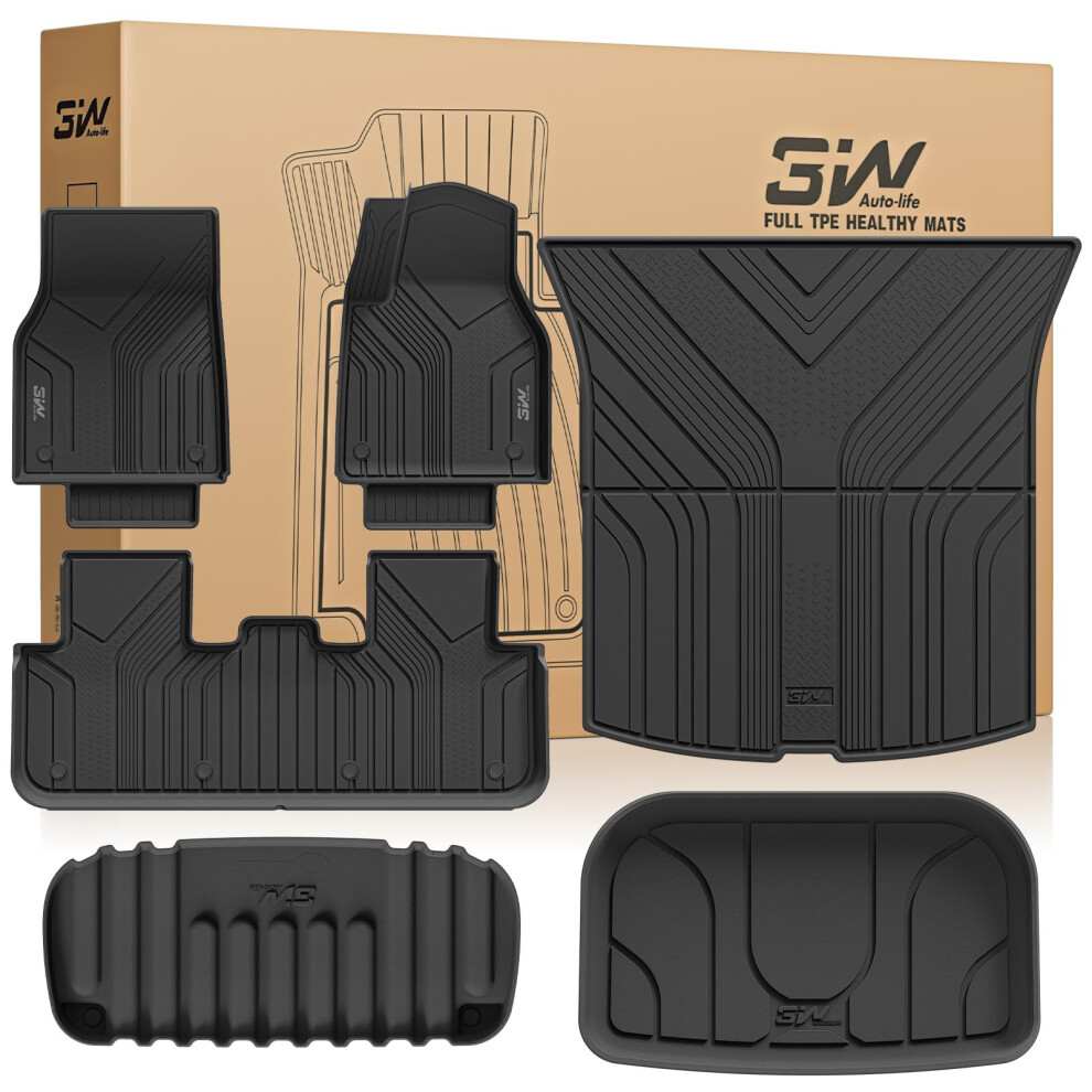 3W [Rhd] 6 Pcs Set Floor Mats & Boot Liner Fit For Standard Tesla Model Y 2026, All Weather Dog Friendly Tpe Car Mats Anti-Slip Heavy Duty Tesla Acce 5004224326866
