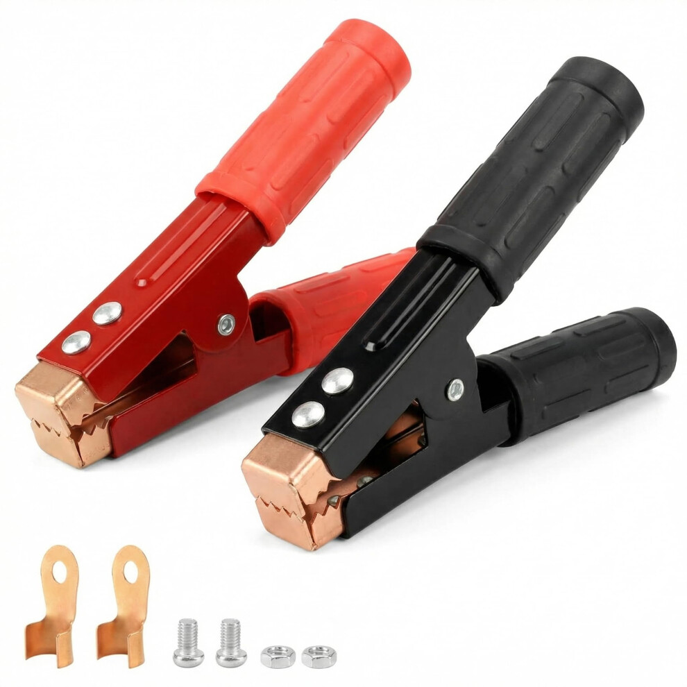 Qwork 2 Pcs 1000A Jump Lead Clamps Heavy Duty Crocodile Clips With Insulating Sheath For Car Truck Battery 8229580716138
