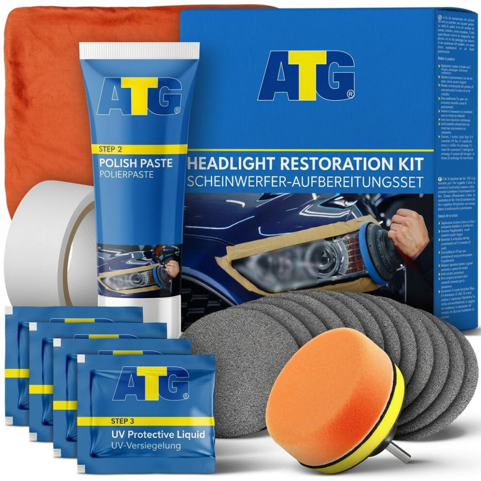 Atg Headlight Restoration Kit Â Car Headlight Restoration Kit To Remove Oxidation, Haze & Yellowing Â Headlamp Restoration Kit With Uv Headlight 9498040430955