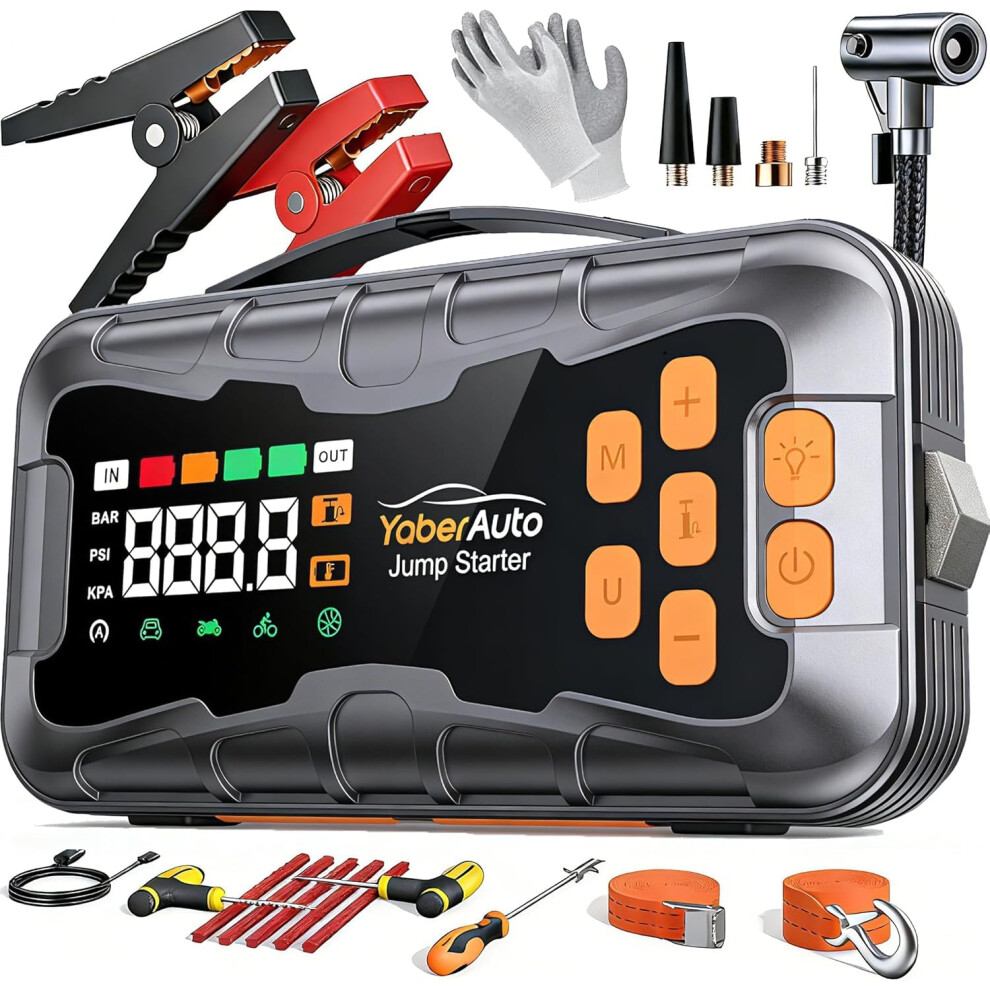 16-In-1 Jump Starter Power Pack 27000Mah 7000A With Air Compressor 160Psi, Car Battery Booster Jump Starter (All Gas/14L Diesel/Hybrid) With Tire Rep 6090837122697