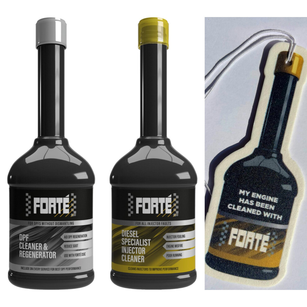 Forte Engine Treatment Twin Pack, DPF Cleaner & Regenerator + Diesel Injector Cleaner, 400ml Each, with Air Freshener