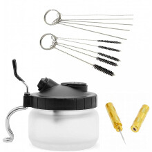 ABEST 4 Set Airbrush Spray Gun Wash Cleaning Tools Needle Nozzle Brush Glass Cleaning Pot Holder