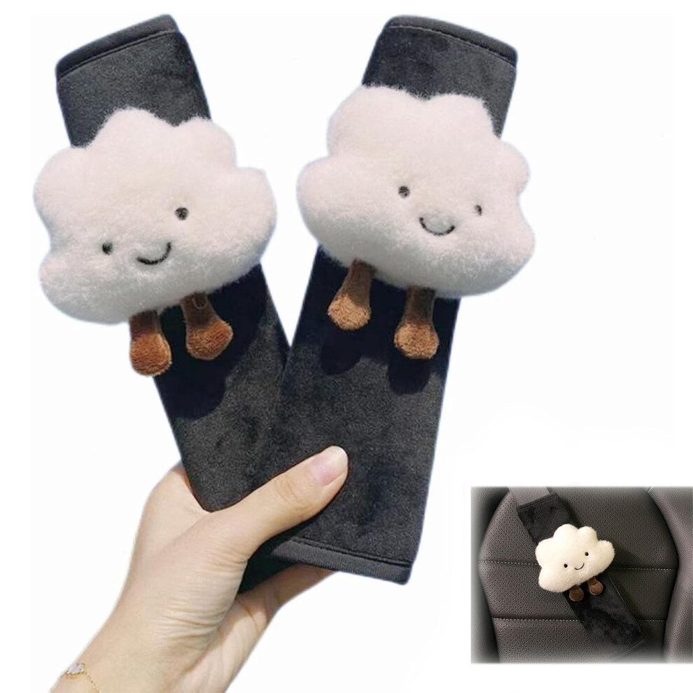2 Pcs Car Seat Belt Cover Pads With Cute Cloud, Short Plush Cartoon Design,Cushion Cartoon Car Seatbelt Shoulder Pad Protector For Girls, Car Seatbel 4177049953126