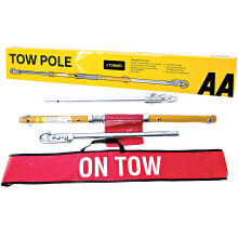 AA Rigid Steel 3 Part Tow Pole AA6165 - for Towing Cars and Vehicles up to 2 Tonnes - 1.8 m Long TUV Certified Includes ON TOW Sign and Red Flag , Ye