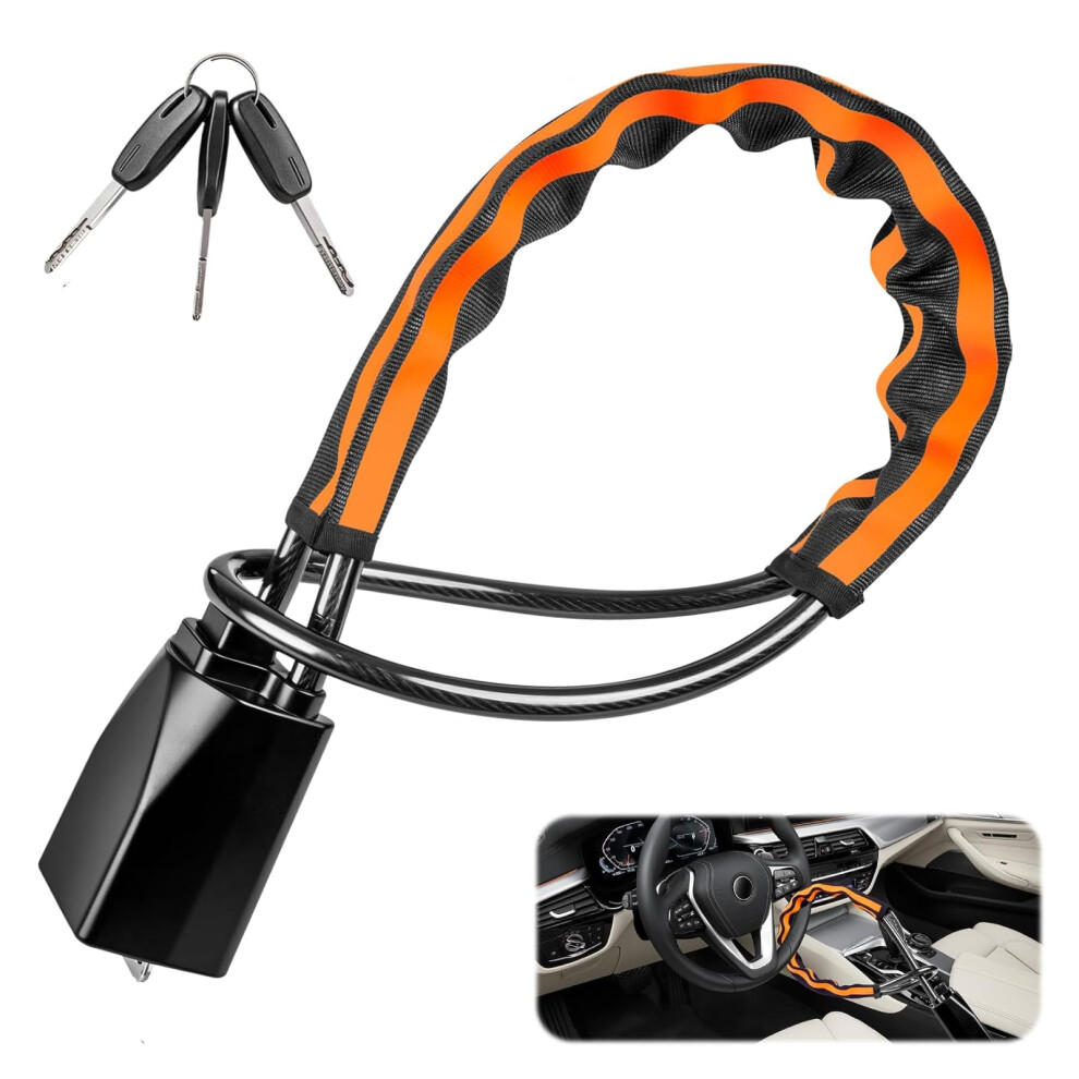 Dayacoco Steering Wheel Lock, Reflective Strips Titan Lock With 3 Keys, Car Anti-Theft Lock Device For Cars, Suvs, Pickup, Van, Rv,Motorhomes, Carava 5006254996064