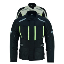 Texpeed Mens Motorcycle Jacket Waterproof Textile Cordura With Biker Motorbike CE Armour (EN 1621-1) Black - XL