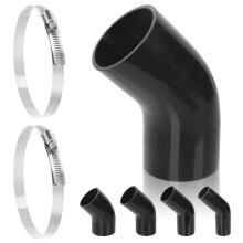 Swpeet 3Pcs 3.5 Inch - 89mm 45 Degree Elbow 4-Ply Reinforced Silicone Hose Kit with 84-108mm 304 Stainless Steel T Bolt Clamps, Automotive Pure Silic