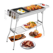 Outopee Large Stainless Steel BBQ Charcoal Grill, 39 x 12x 28" Portable & Foldable Barbecue Grill, Outdoor Patio Garden Heating Smoker for Cooking Ca
