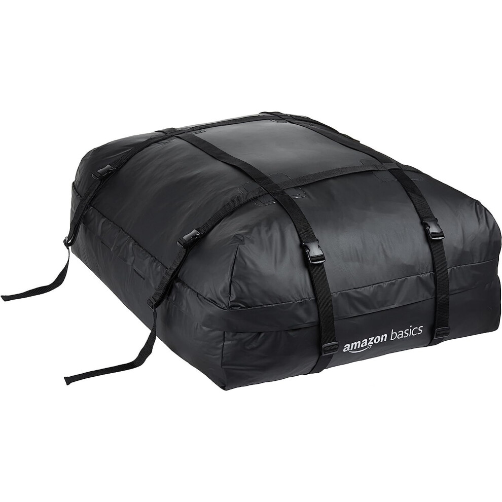 Amazon Basics Rooftop Cargo Carrier Bag, Waterproof Car Roof Bag, 424.8 Litres, 15 Cu. Ft., Black 4317663998718