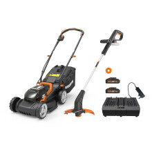 Worx WG927E 40V Cordless Lawnmower & Trimmer Twin Pack – 34cm Mower & 20V Grass Trimmer – Ideal for Medium Gardens (230) Includes 2x 2.0Ah Batt