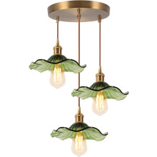 Vintage Interior Ceiling Light 3 Lights Glass Pendant Light Retro Pendant Lights Modern Glass Pendant Light Green