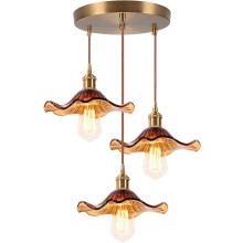 Vintage Interior Ceiling Light 3 Lights Glass Pendant Light Retro Pendant Lights Modern Glass Pendant Light Brown