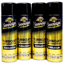 Sovereign Turbojet Air Sanitiser BUBBLEGUM Blast Spray Freshener Can 4 x 500ml Bundle