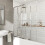 5 Panel 1200 x 1400mm Chrome Over Bath Glass Shower Screen Folding 1
