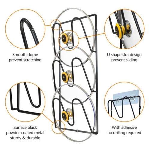 2Er-Pack Topfdeckelhalter für KüChenschräNke - eine der Wand oder eine der TüR Montierter Deckel-Organizer 2
