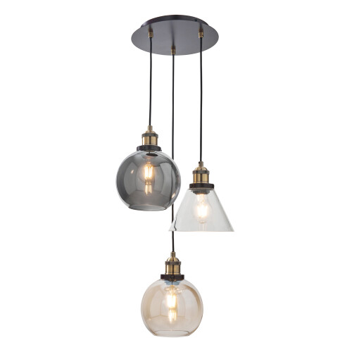 Litecraft Lula Ceiling Pendant 3 Light - Bronze