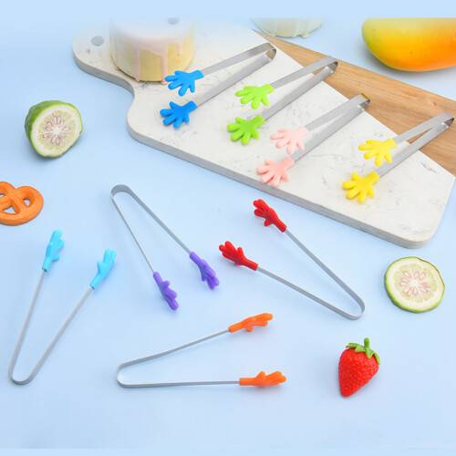 Pinces de service alimentaire en Silicone, 3 pièces, BBQ-Vert 3 2