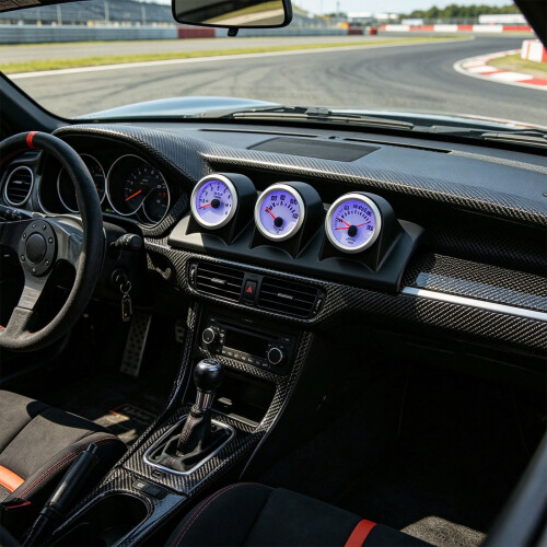 Black Mount 3 Meter Panel Including Tachometer Temperature And 1