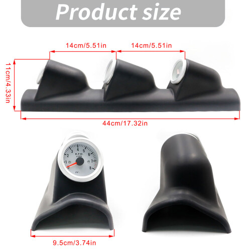 Black Mount 3 Meter Panel Including Tachometer Temperature And 2