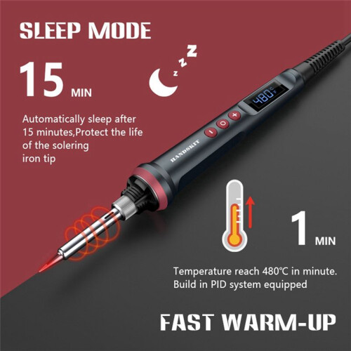 HANDSKIT 90W Digital Display Lcd Electric Soldering Iron Digital Temperature Adjustment Electronic Welding Tool EU Plug 2