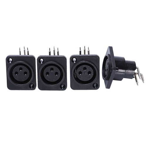 60pcs Black XLR 3pin Female Jack Panel Mount Chassis PCB Socket Connector 1
