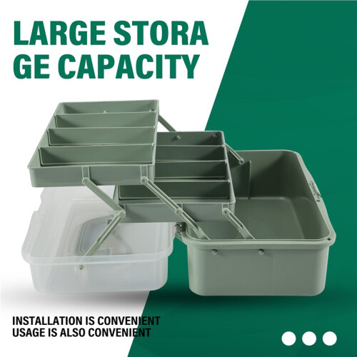 3-Layer Plastic Dividing Storage Box  Organizer and Storage with Adjustable Spacers Portable Handled Organizer 2