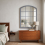 Arch Window Grey Plastic Grid Wall Mirror 76x50Cm 4