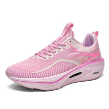 (Pink, 34) Men Women Professional Marathon Full Carbon Plate Racing Shoes Breathable Mesh Shock Absorb Running Sneakers