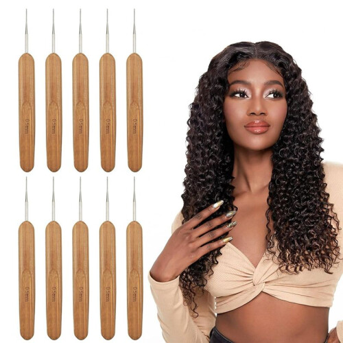 10PCS Dreadlock Crochet Hook Tool, Dreadlocks Crochet Hooks para Cabelo Madeira, Dreadlock Crochet Hook Tool 1