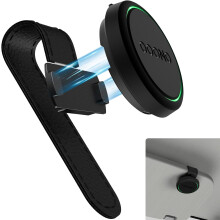 Support magnétique pour pare-soleil de voiture compatible avec l'alarme radar OOONO CO-DRIVER NO2, fixation en cuir avec aimants intégr