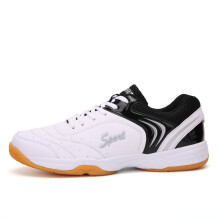 (White and black, 46/280) Men & Women Breathable Badminton Tennis Table Tennis Shoes Lightweight Outdoor Casual Sports Sneakers